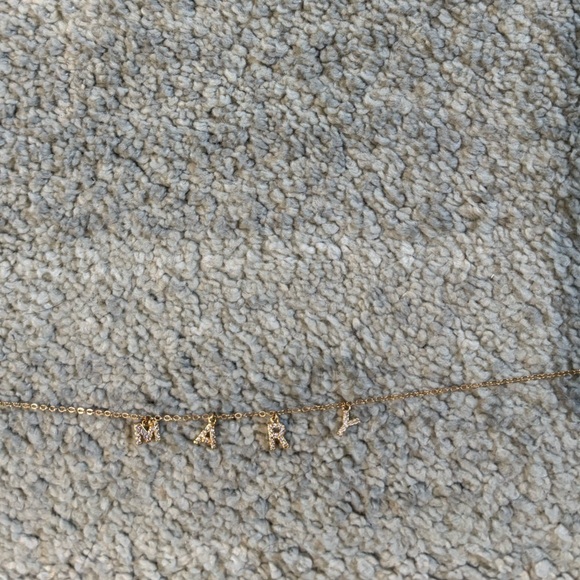 Gold Color Mary Letter Necklace 18 inch - Picture 5 of 9